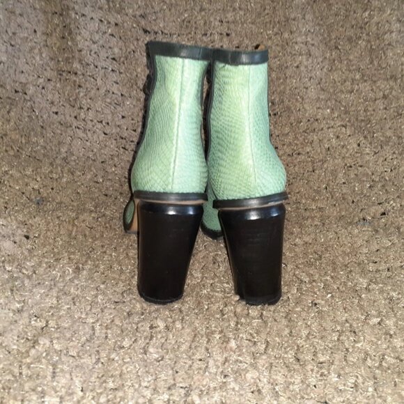 SIXTYSEVEN-Anthropologie-Green Textured Leather/Elastic Straps-Ankle Bootie-Sz36 - Picture 5 of 7